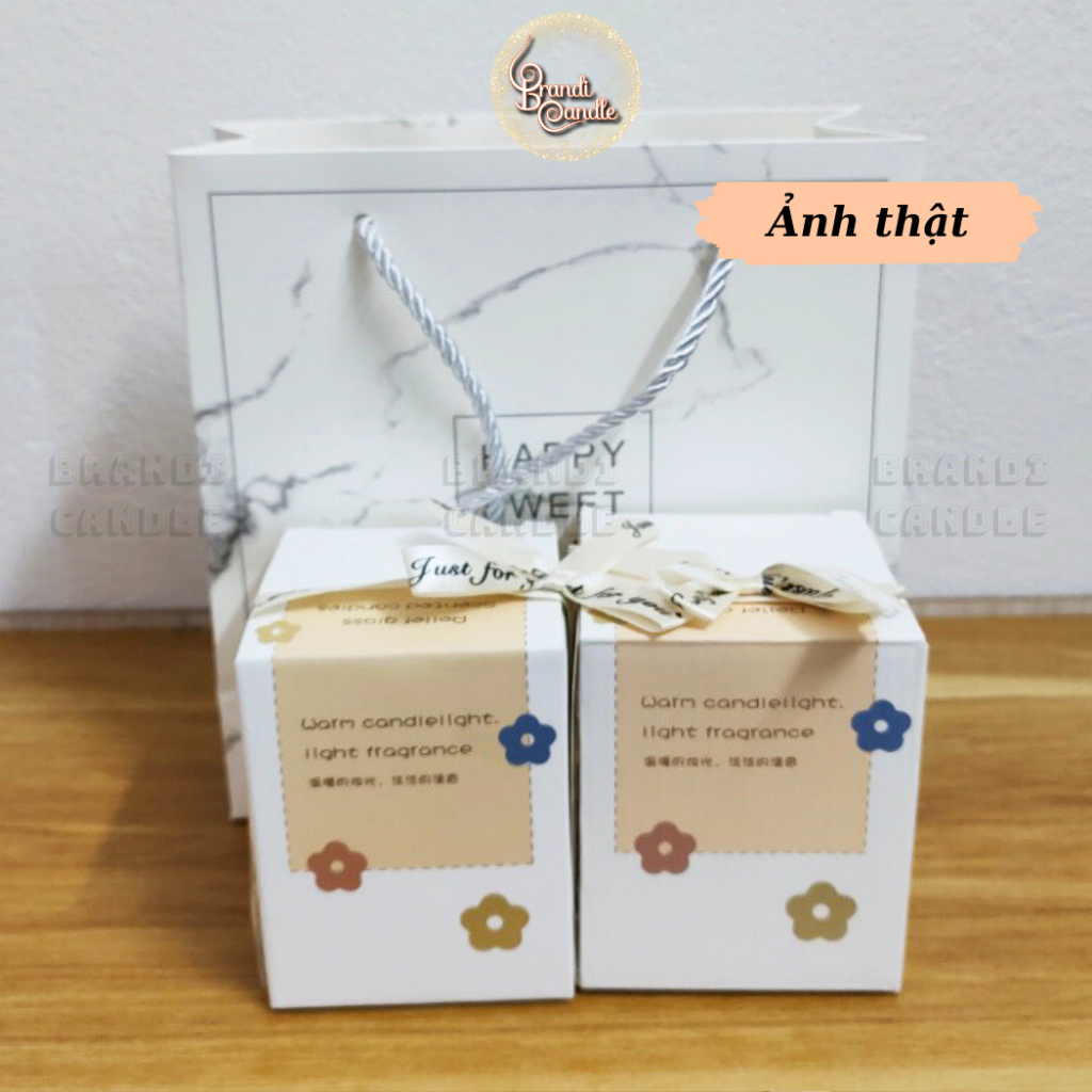 Túi giấy dây vải happy sweet time vân màu hồng và trắng xám cứng cáp