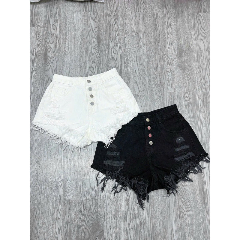 QUẦN JEAN SHORT RÁCH TUA RUA NÚC BẤM 4 NÚC MỚI