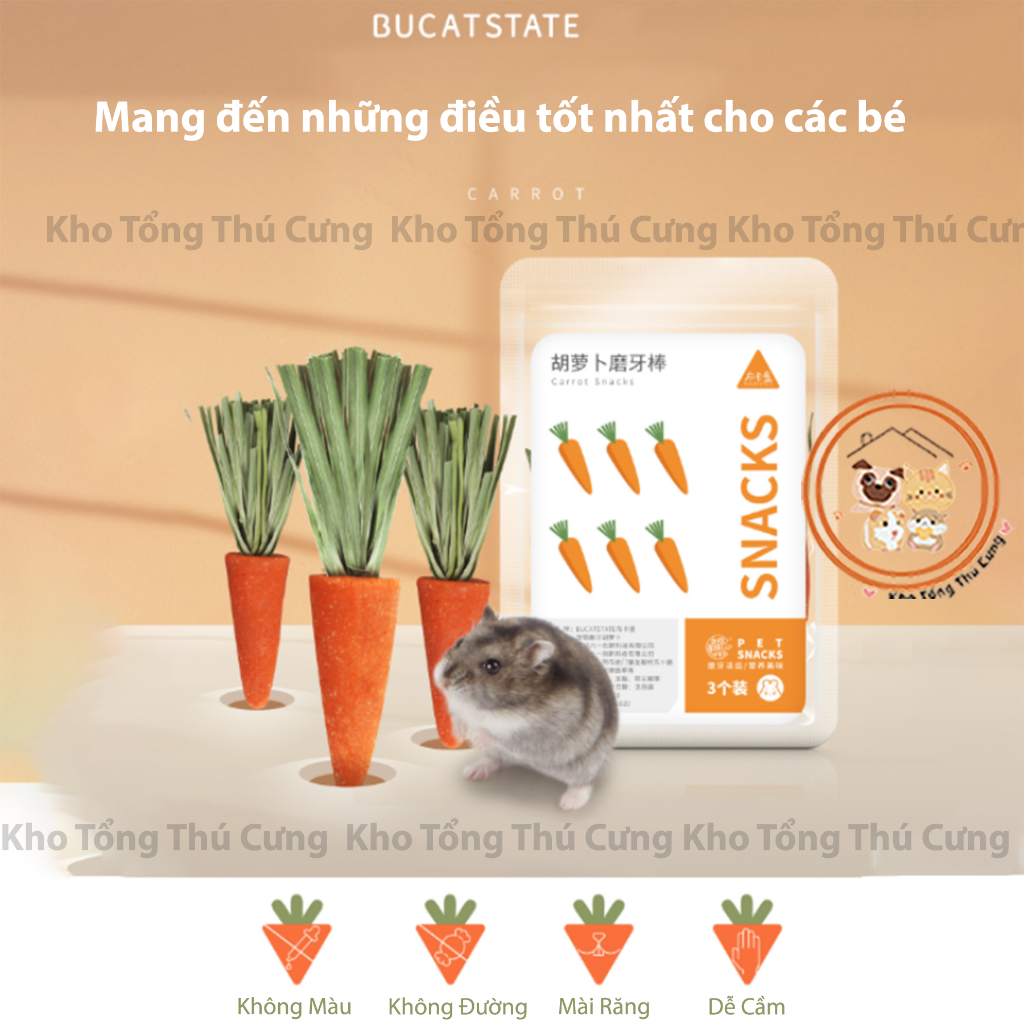 Thức ăn ,snack ăn vặt cà rốt mini mài răng Bucatstate cho hamster,sóc,thỏ,bọ,chinchilla,thú cưng,giàu dinh dưỡng,vitamin