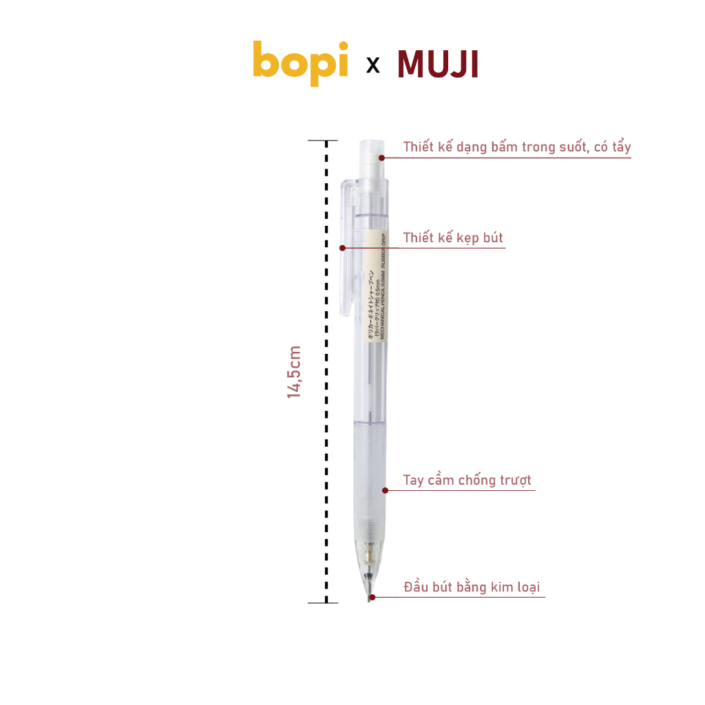 Bút chì bấm Muji ngòi 0.5mm
