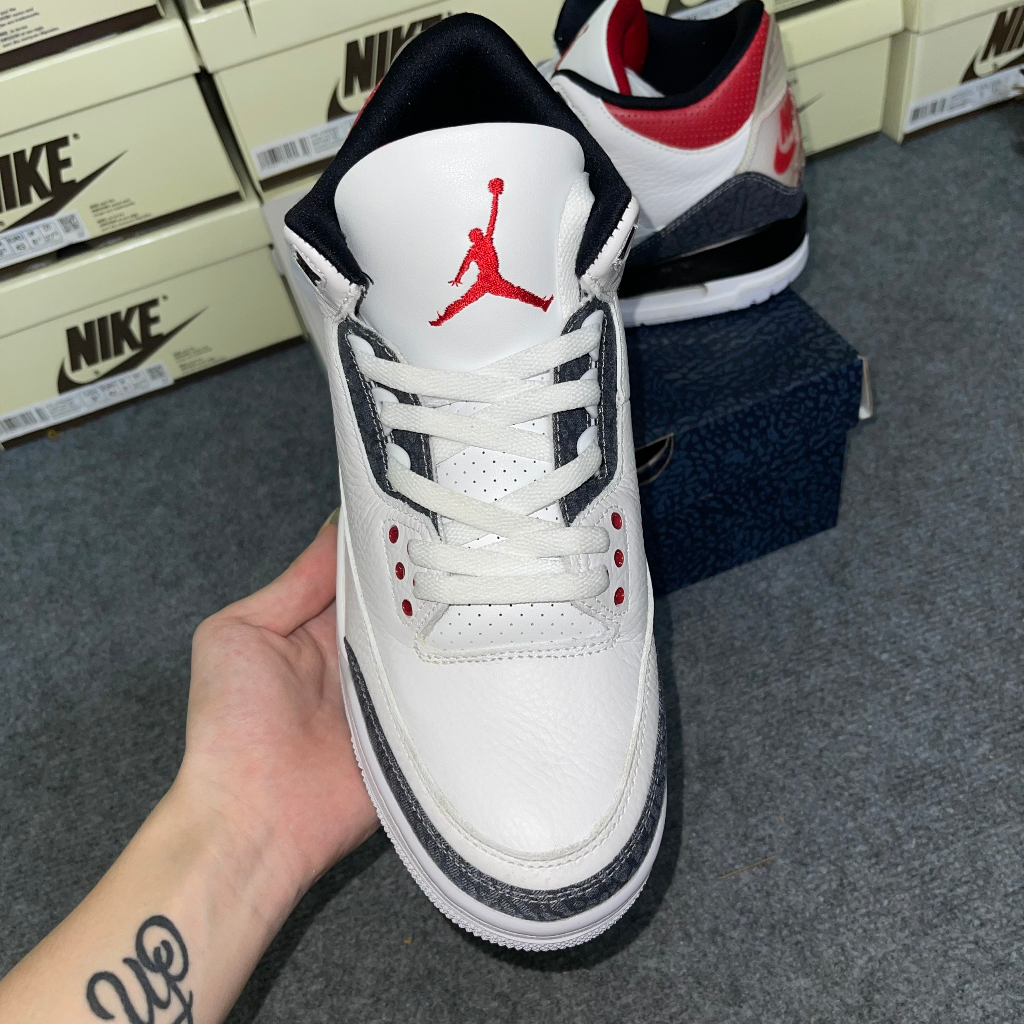 Giày Sneaker Air Jordan 3 Retro Denim Fire Red LikeAuth