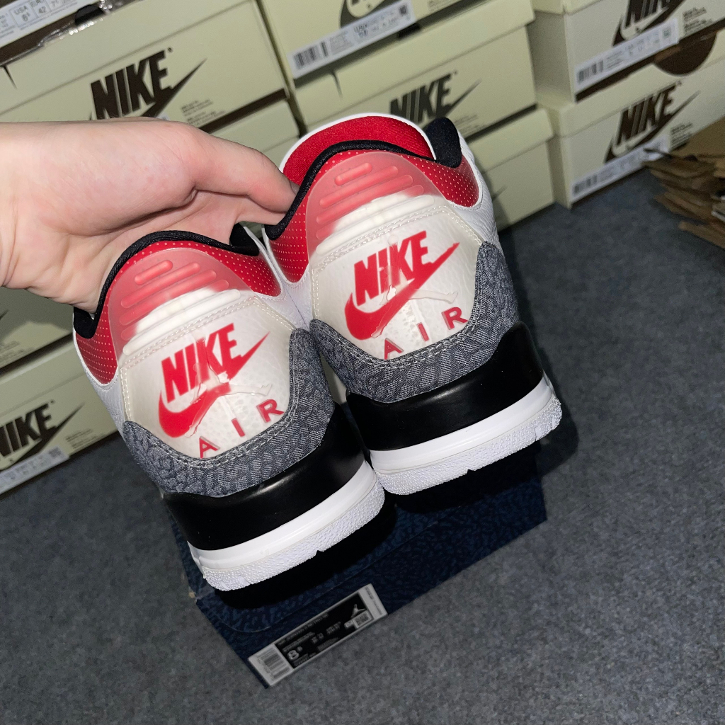 Giày Sneaker Air Jordan 3 Retro Denim Fire Red LikeAuth