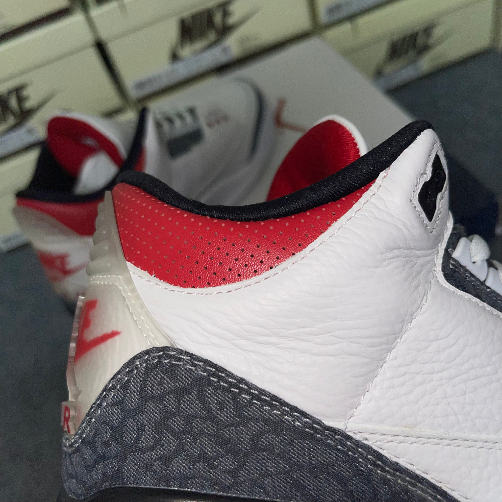 Giày Sneaker Air Jordan 3 Retro Denim Fire Red LikeAuth