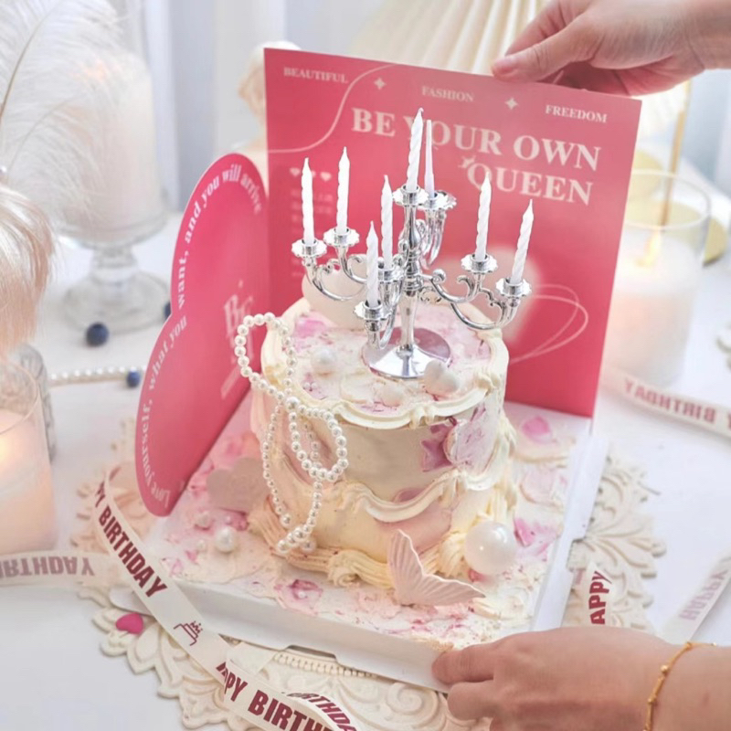 Chân nến phong cách châu âu trang trí bánh kem
