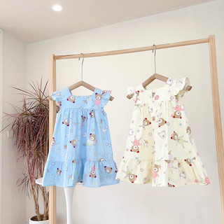 Váy Bé Gái Dáng Cổ Vuông Bèo Ngực Op.Kids