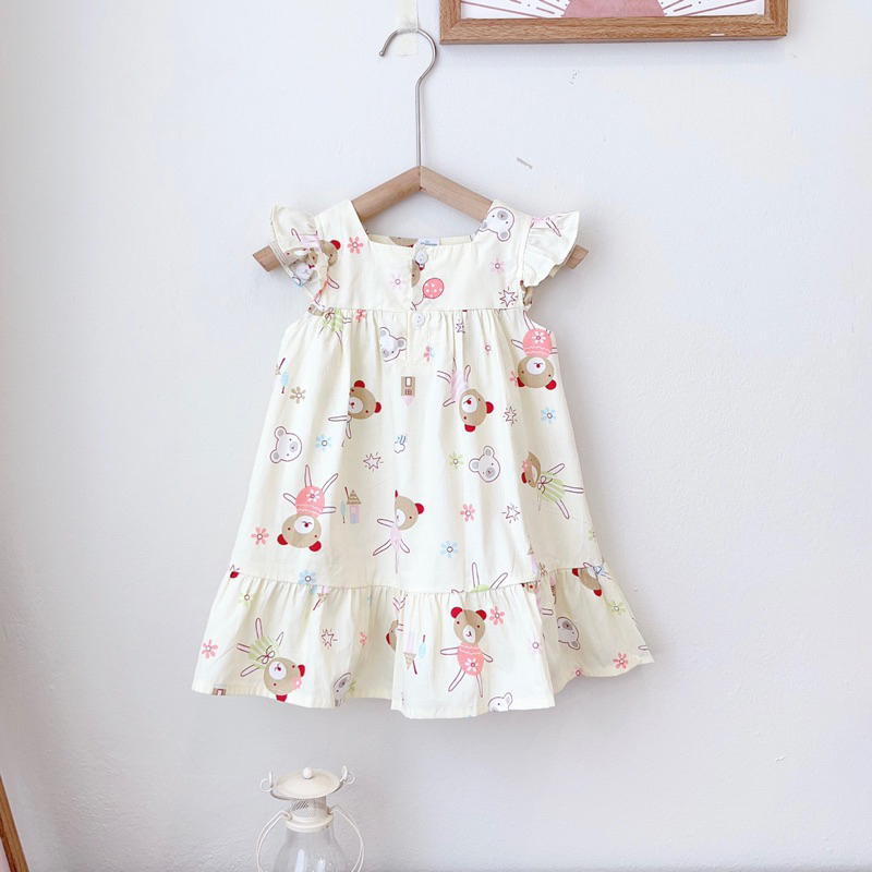 Váy Bé Gái Dáng Cổ Vuông Bèo Ngực Op.Kids