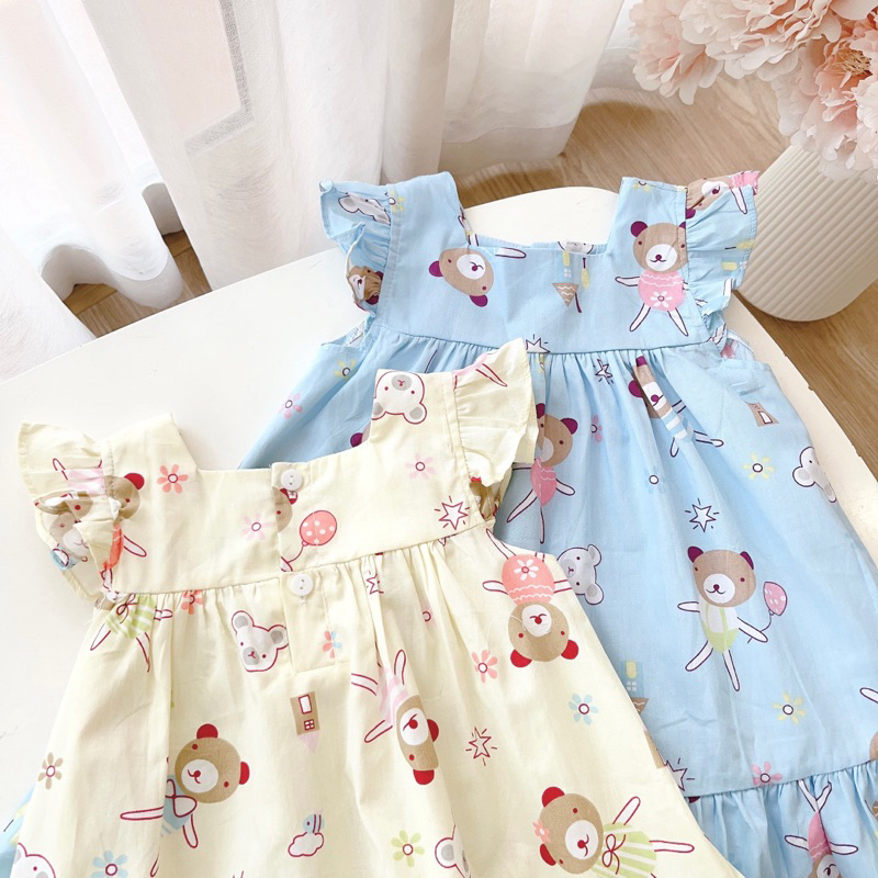 Váy Bé Gái Dáng Cổ Vuông Bèo Ngực Op.Kids