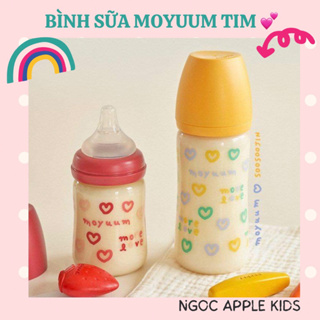 Bình sữa MOYUUM Trái tim Vàng và Tim đỏ 170ml 270ml  tuỳ chọn size núm