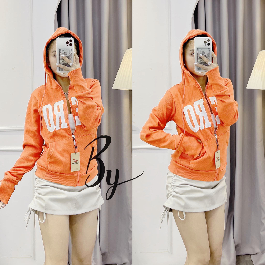 Áo Khoác Nữ BUBGUM Chữ Thêu AERO Chất Liệu Thun Gân 4 Túi Freesize 60kg