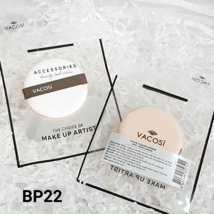 Bông Phấn Cushion Tròn Nhỏ Vacosi Cushion Sponge BP22, Mút Tán Kem Nền, Phấn Nước (Gói 1 Cái)