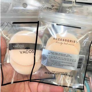 Bông phấn khô tròn nhỏ Vacosi - bông tán phấn nén bịch 2 cái-Bông Phấn Khô Vacosi Tròn Trung