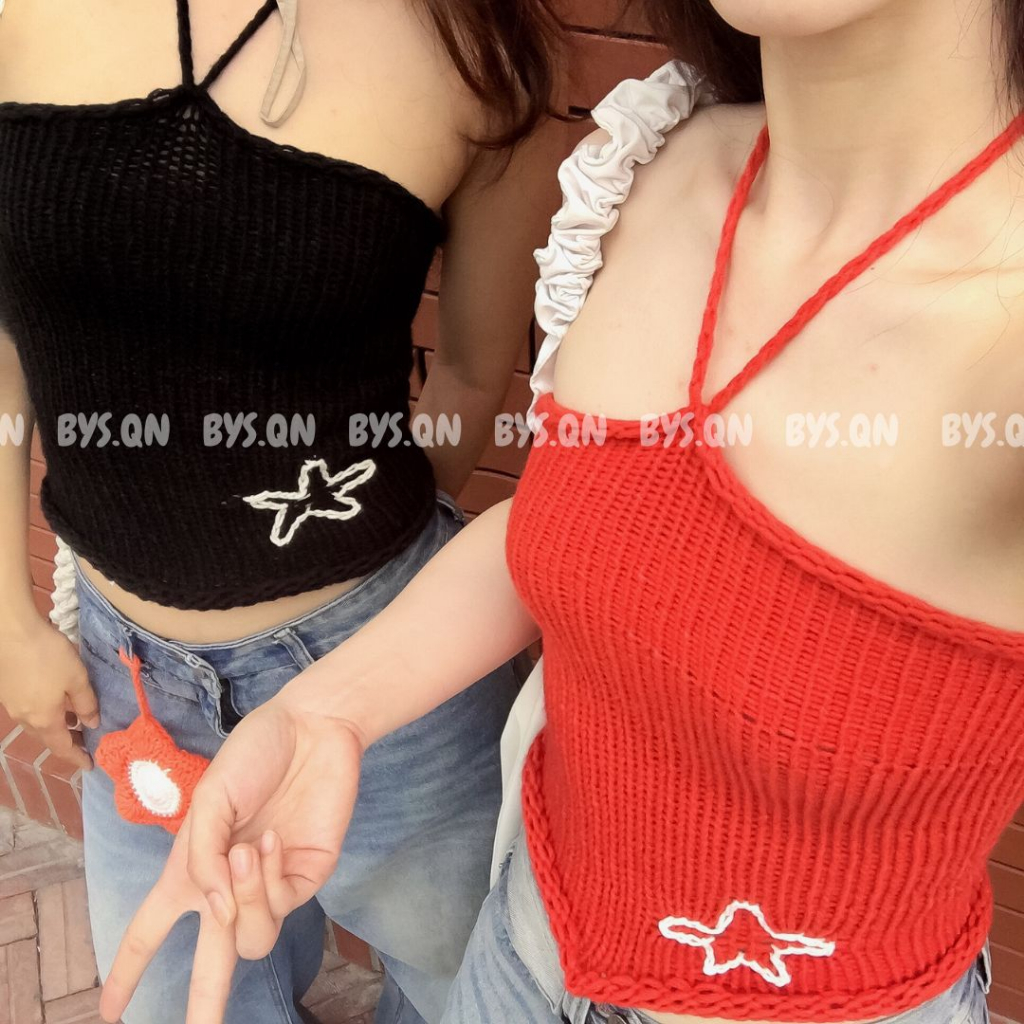|Ảnh thật 100%| Áo đan len phối hoa dáng ống mặc được nhiều kiểu "Starpop knit"