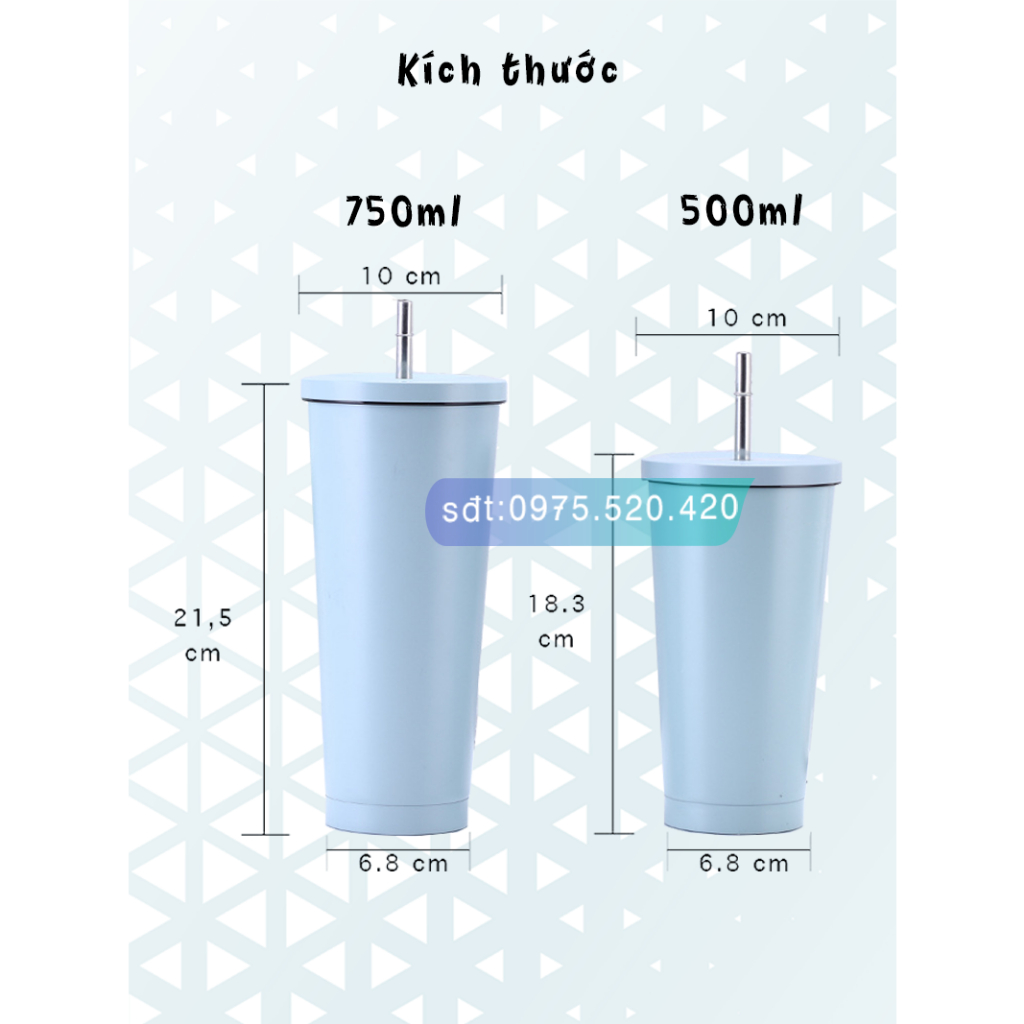 Ly giữ nhiệt - Inox 304 - Cốc giữ nhiệt - Giữ nhiệt 6-8 tiếng - 500ml & 750ml - Tặng kèm ống hút - Nhiều màu
