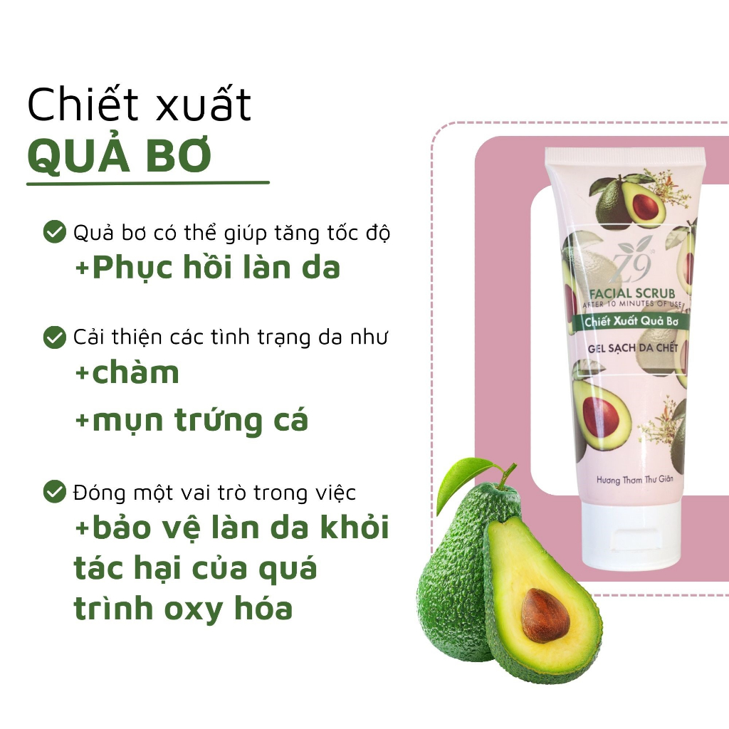 [Chính hãng] Kem Tẩy Tế Bào Chết Tinh Chất Bơ Cho Mặt Sạch Da Phục Hồi Làn Da Z9 Z69 80ml