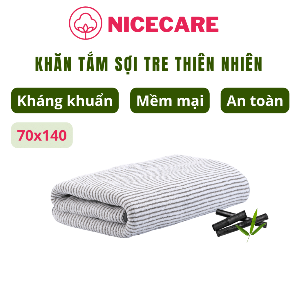 Khăn Tắm Sợi Tre Kháng Khuẩn Chính Hãng NICECARE Cao Cấp Cỡ Lớn - Khăn Bông Khăn Lông Lành Tính Thấm Hút Tốt (70x140cm)