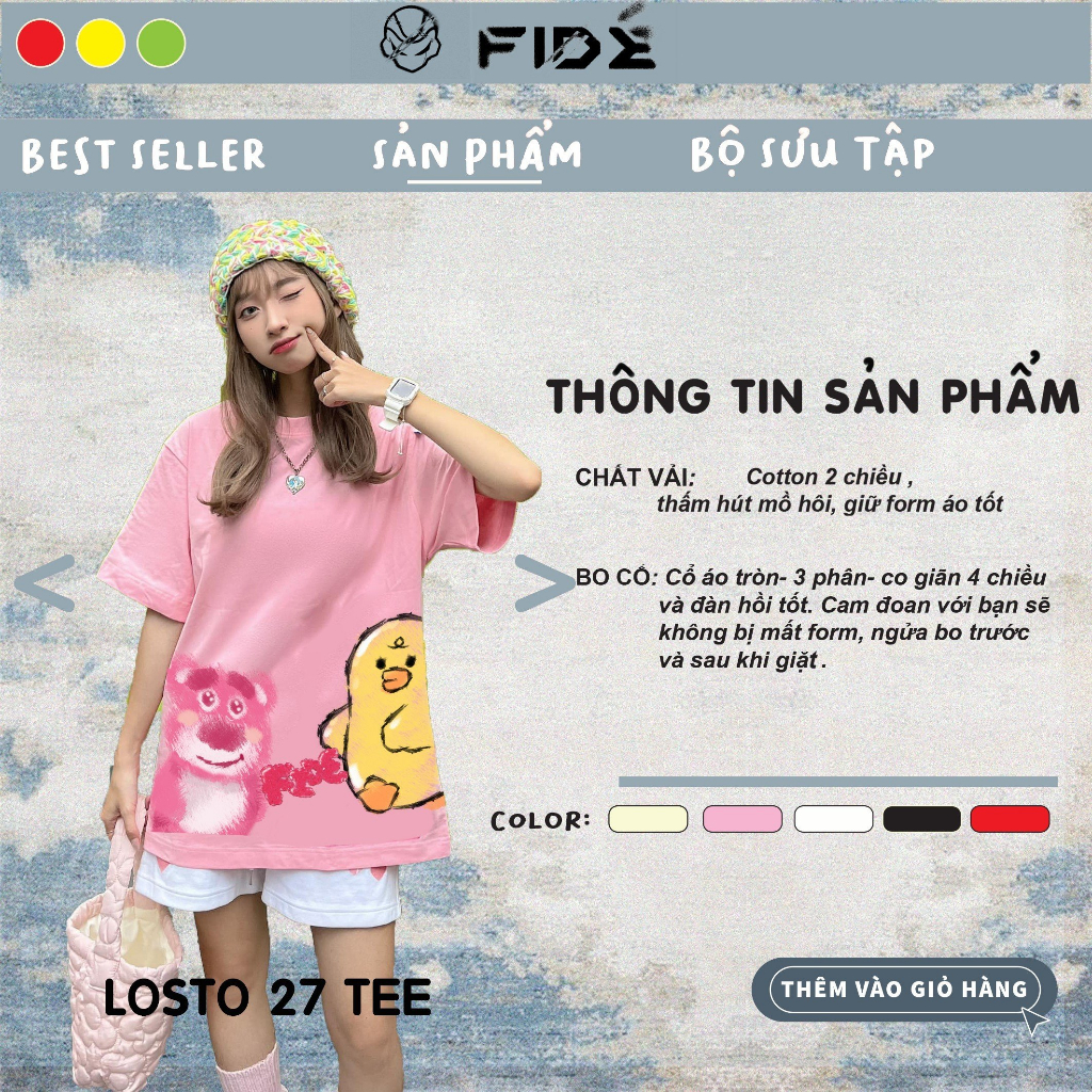 Áo thun FIDE phông trơn nam nữ cổ tròn FIDE GẤU LOTSO 27