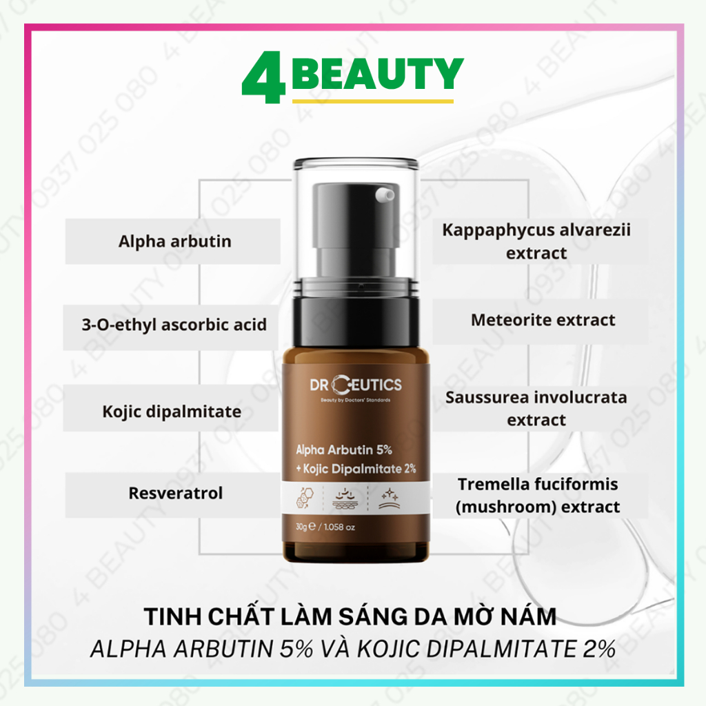 Serum DrCeutics Làm Sáng Da Mờ Nám Alpha Arbutin 5% Và Kojic Dipalmitate 2%