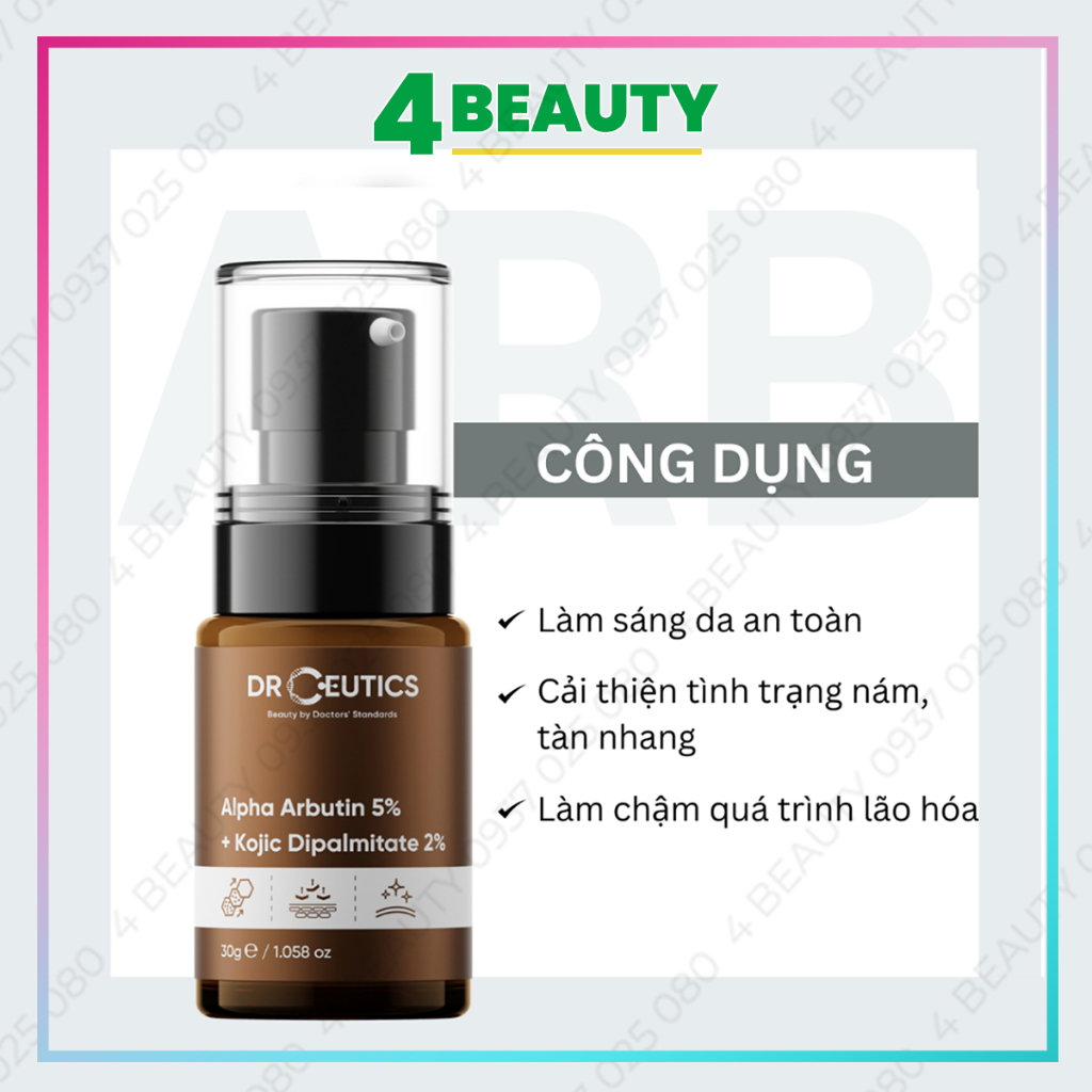 Serum DrCeutics Làm Sáng Da Mờ Nám Alpha Arbutin 5% Và Kojic Dipalmitate 2%