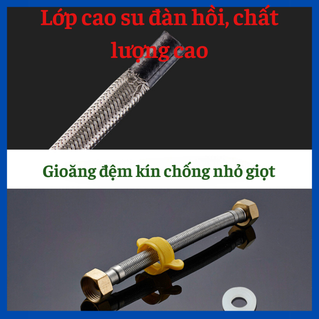 Dây cấp nước nóng lạnh, dây cấp nước vòi sen, dây cấp nước bồn cầu, dây cấp nước 30-40-60 cm.