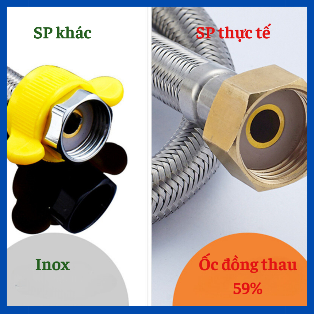 Dây cấp nước nóng lạnh, dây cấp nước vòi sen, dây cấp nước bồn cầu, dây cấp nước 30-40-60 cm.