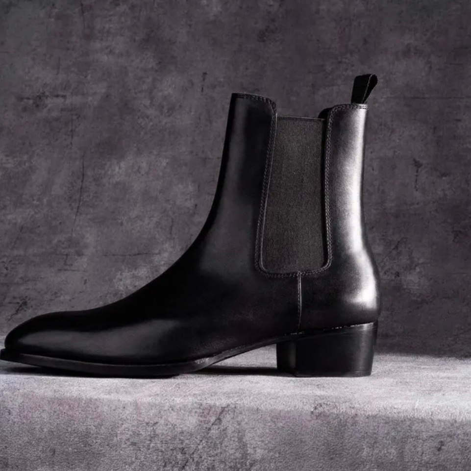 Giày Chelsea Boots Cô Lô Nhuê Da Bò Nguyên Tấm Nhập Khẩu Đế Gỗ Cao 5cm Bảo Hành 12 tháng