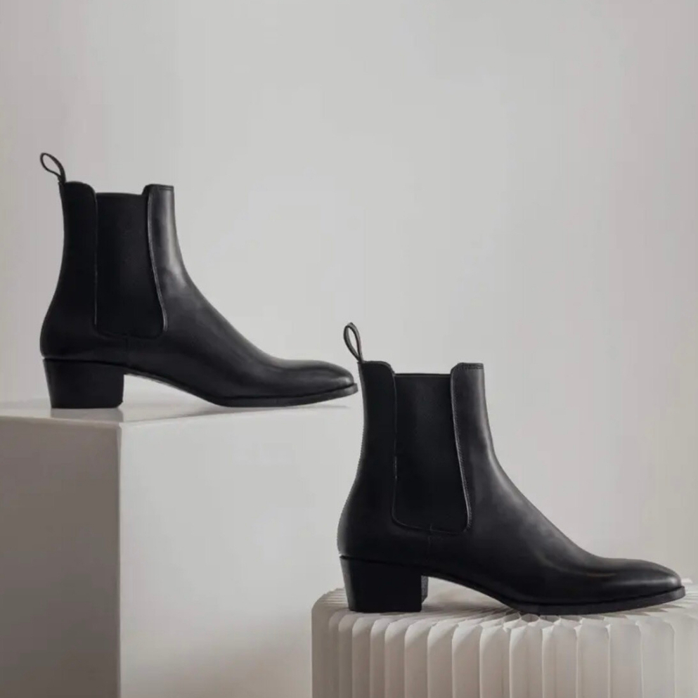 Giày Chelsea Boots Cô Lô Nhuê Da Bò Nguyên Tấm Nhập Khẩu Đế Gỗ Cao 5cm Bảo Hành 12 tháng