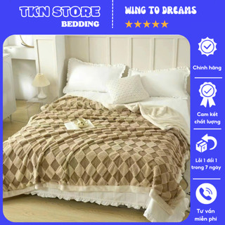 Chăn lông cừu MEXICO kích thước 2m3x2m nặng 2,6kg , Mền lông thỏ hoạ tiết hiện đại tinh tế mẫu mới 2023