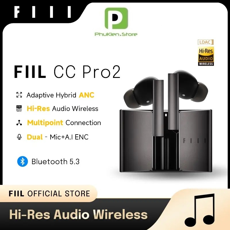 [Có Sẵn] Tai nghe True Wireless FIIL CC Pro2 (bản quốc tế) Bluetooth 5.3 Hi-res audio ( LDAC Free )  [ CC Pro  2 ]