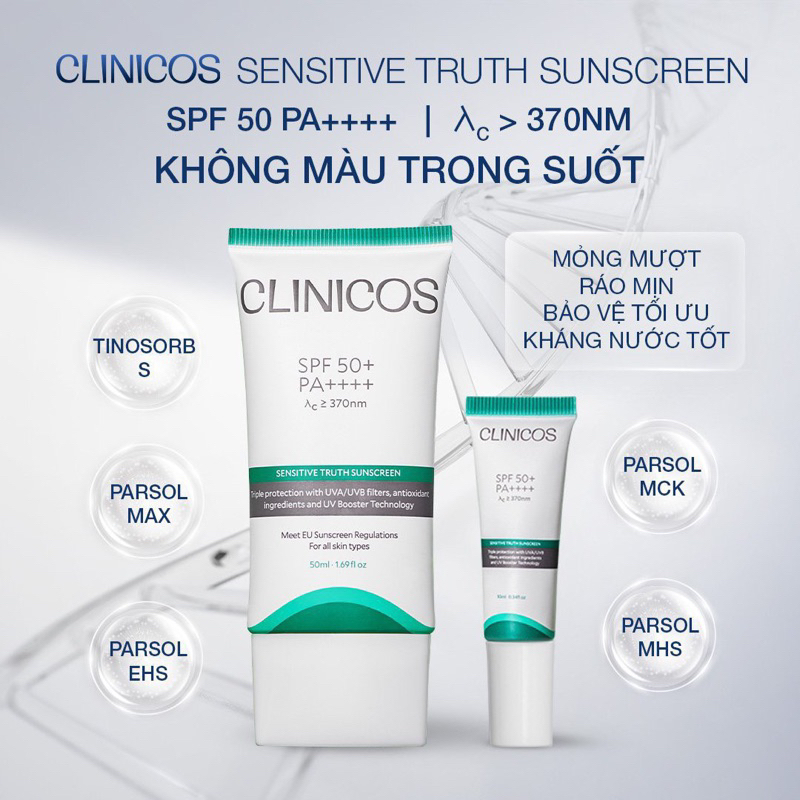 Kem chống nắng dành cho da nhạy cảm CLINICOS TRUTH SUNSCREEN 50ml