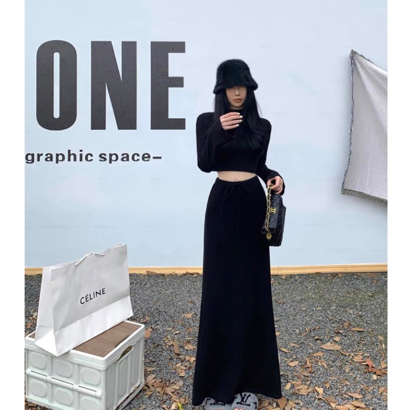 Chân Váy Dáng Dài Dây Rút Chất Umi Dày Dặn Siêu Dài Tôn Dáng , Chân Váy Dài Nữ SNUPIut