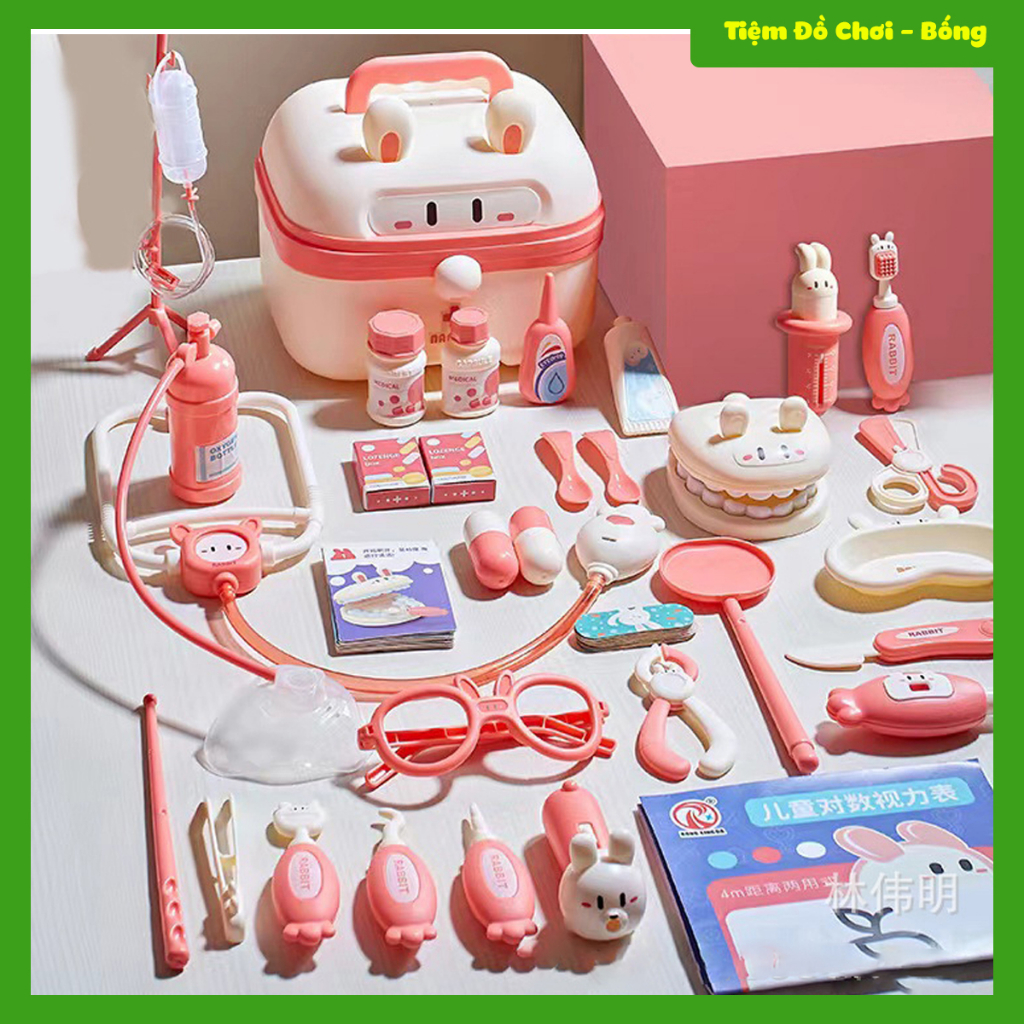 Bộ Đồ Chơi Bác Sĩ Hình Thỏ Cho Bé Đủ Chi Tiết Có Hộp Đựng Dành Cho Bé Trai Bé Gái 36 Chi Tiết