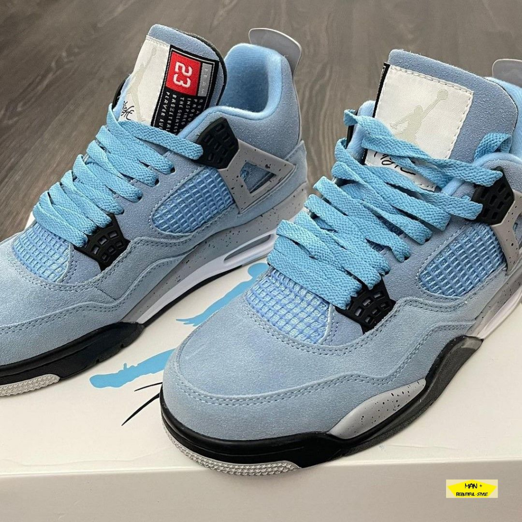 Giày Jordan 4 xanh dương, Air Jordan 4 University Blue dành cho nam nữ, full box, free ship - Tặng hộp bảo vệ