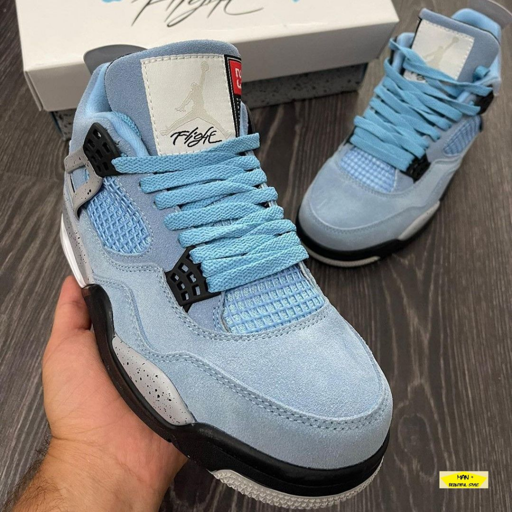 Giày Jordan 4 xanh dương, Air Jordan 4 University Blue dành cho nam nữ, full box, free ship - Tặng hộp bảo vệ