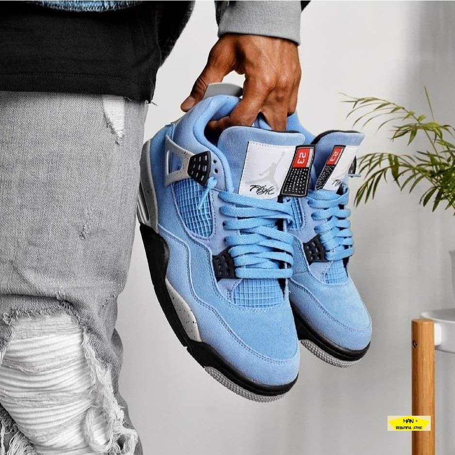 Giày Jordan 4 xanh dương, Air Jordan 4 University Blue dành cho nam nữ, full box, free ship - Tặng hộp bảo vệ