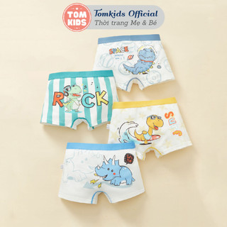 Set 4 quần chíp bé trai cotton cao cấp khủng long vui vẻ, quần lót bé trai size cho bé từ 10-40kg