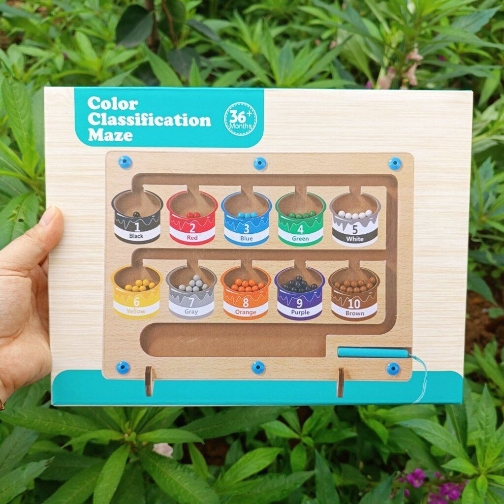 BẢNG GỖ MONTESSORI PHÂN BIỆT MÀU SẮC VÀ SỐ ĐẾM CHO BÉ