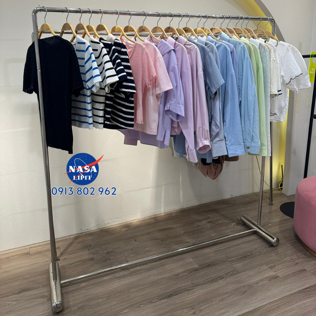 Sào, kệ treo đồ quần áo livestream inox, giá treo quần áo chụp ảnh inox siêu bền bỉ, dây phơi quần áo inox