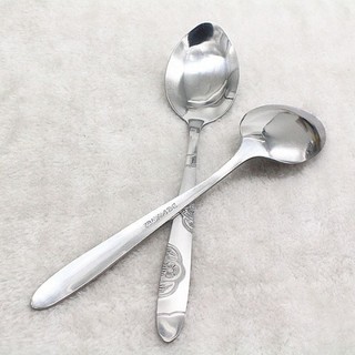 Thìa inox cán dài in hoa văn