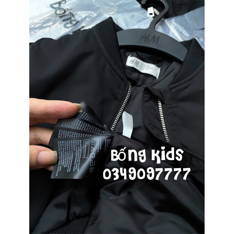 Áo Bomber Phao Bé Trai Đáp Túi Tay Đen HaM