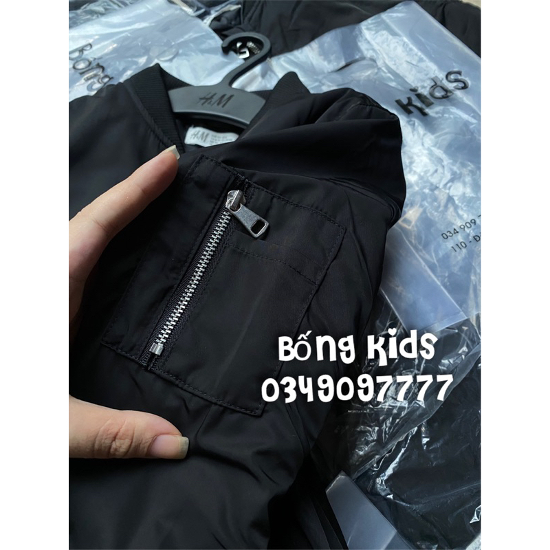 Áo Bomber Phao Bé Trai Đáp Túi Tay Đen HaM