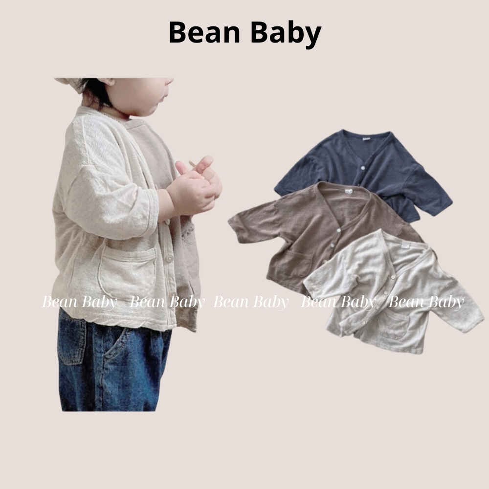 Áo cardigan cho bé Áo khoác mỏng nhẹ cho bé trai bé gái chất cotton giấy phong cách Hàn Quốc từ 5kg đến 15kg
