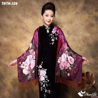Khăn choàng cổ lụa in 3d 2 lớp sang trọng cho quý cô