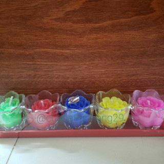 Đèn cầy ly ngũ sắc cúng thần tài