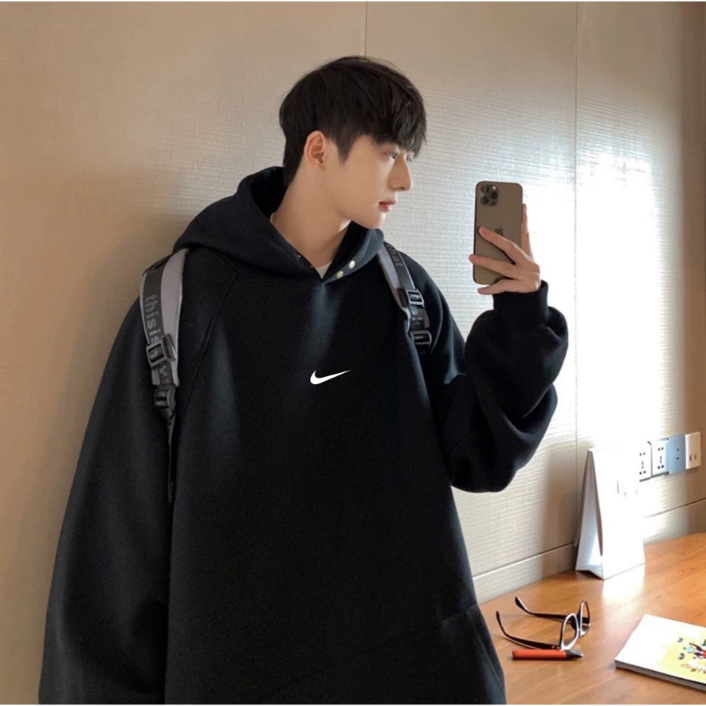 Áo hoodie nike thêu dày dặn nam nữ, hoodie nike bấm cúc chính hãng ,chất nỉ bông xịn xò, form chuẩn hàng cao cấp