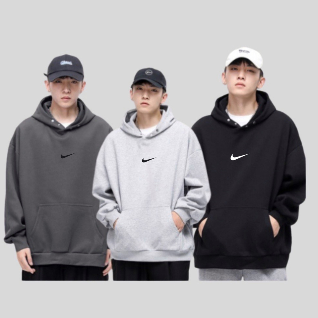 Áo hoodie nike thêu dày dặn nam nữ, hoodie nike bấm cúc chính hãng ,chất nỉ bông xịn xò, form chuẩn hàng cao cấp
