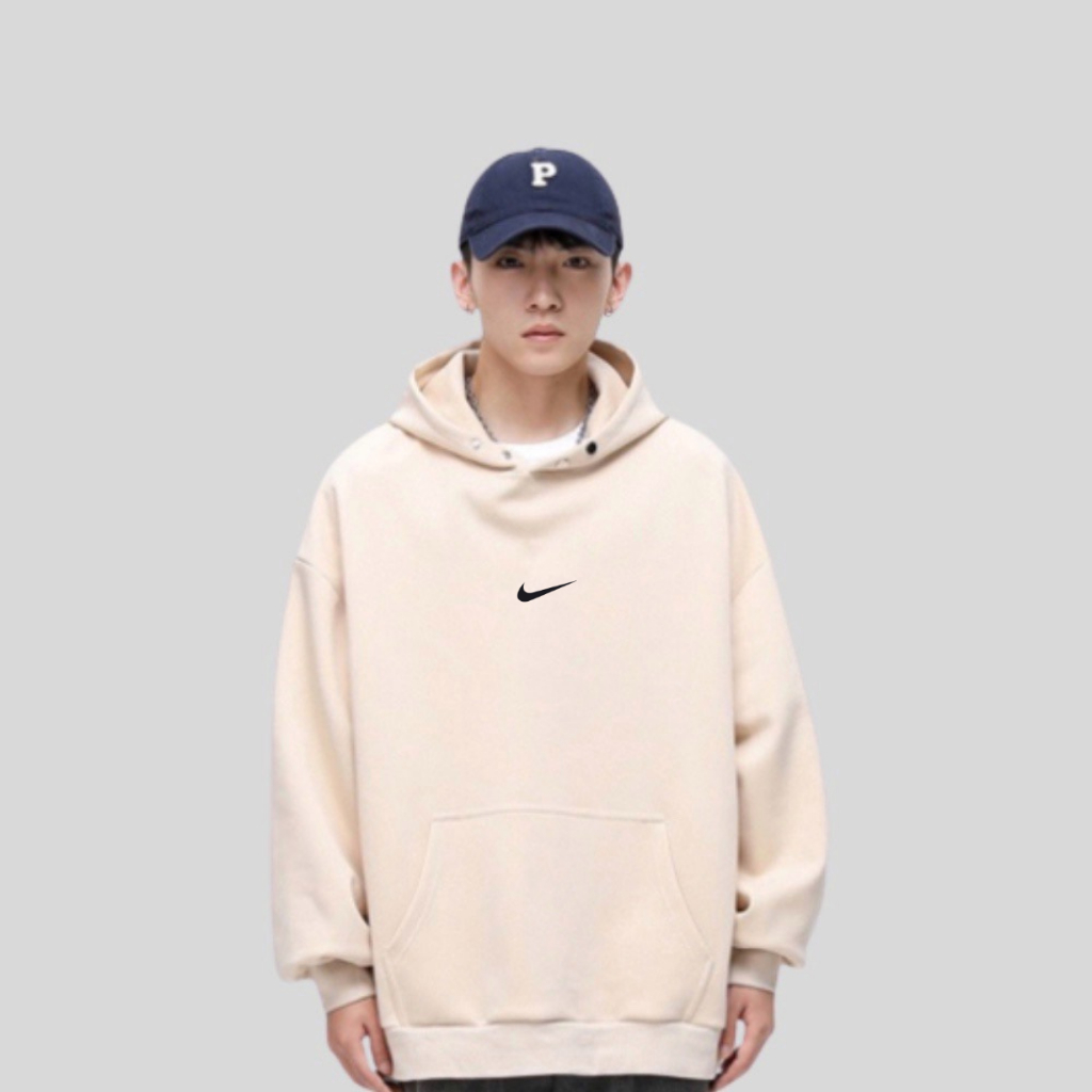 Áo hoodie nike thêu dày dặn nam nữ, hoodie nike bấm cúc chính hãng ,chất nỉ bông xịn xò, form chuẩn hàng cao cấp