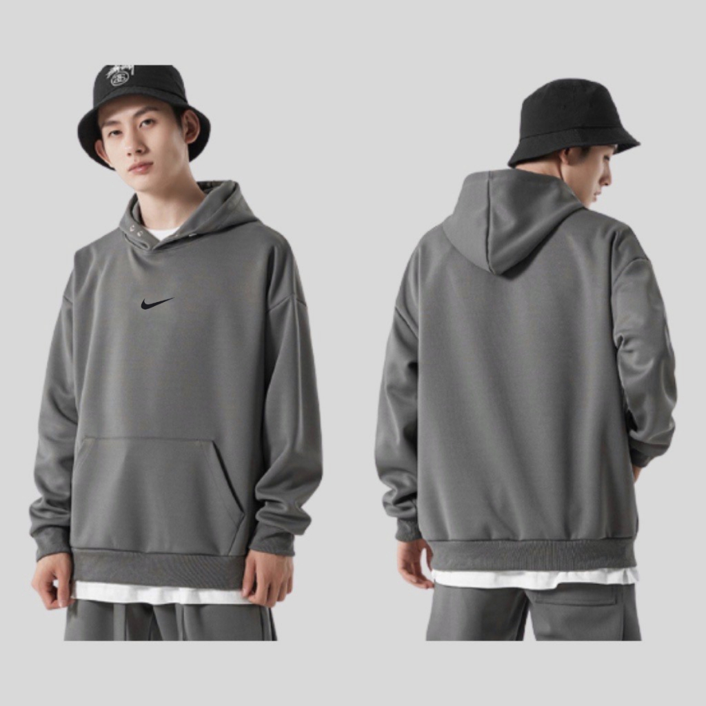 Áo hoodie nike thêu dày dặn nam nữ, hoodie nike bấm cúc chính hãng ,chất nỉ bông xịn xò, form chuẩn hàng cao cấp