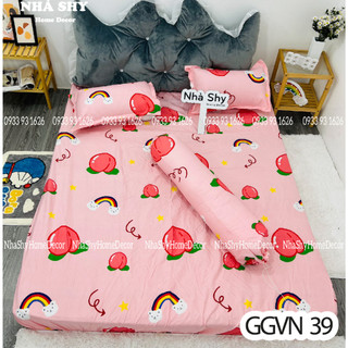 Bộ Ga Giuờng Cotton Poly 3 Món Chất Cotton Poly Hàng Việt Nam Sản Xuất - Set Ga + 2 Vỏ Gối Nằm