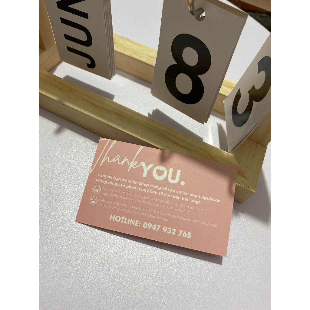 Card cám ơn khách hàng, Card thank you, Thiệp cảm ơn màu hồng cho khách hàng dễ thương