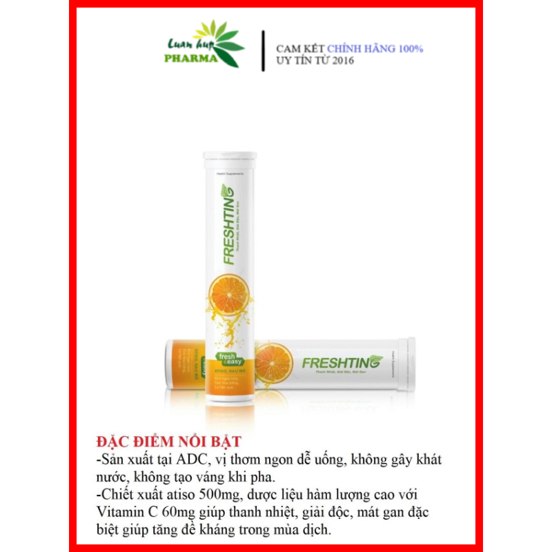 Viên sủi FRESHTING - Thanh nhiệt, giải độc, mát gan... Vị ngon, dễ uống - Sản xuất ADC Cần Thơ